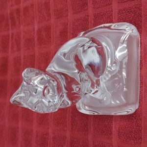 Vintage Clear Glass Cat Frosted Base Figurine